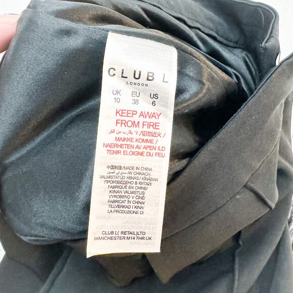 Club L London Black Count Me In Feather Trousers Pant Size 6 - Picture 7 of 9